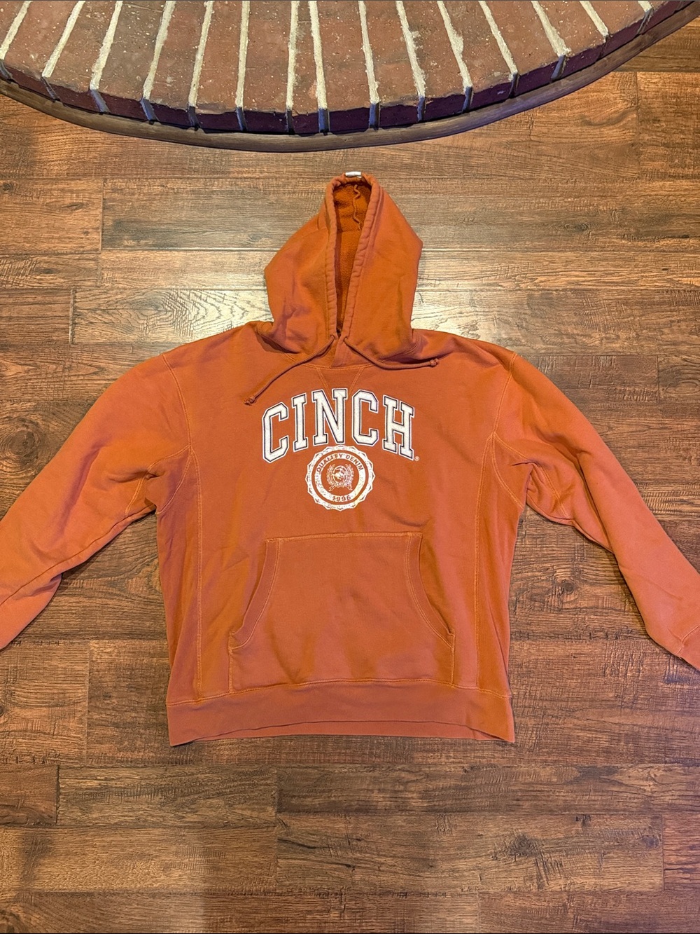 Cinch Men's Rust Orange Pullover Hoodie with Logo